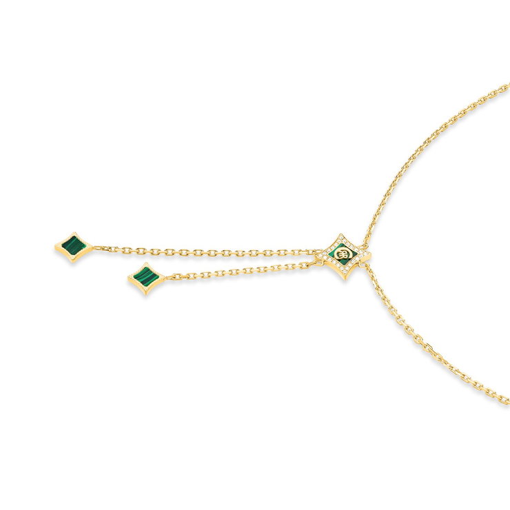 Cerruti 1881 Gold-Plated Y Necklace with Green and Zircon