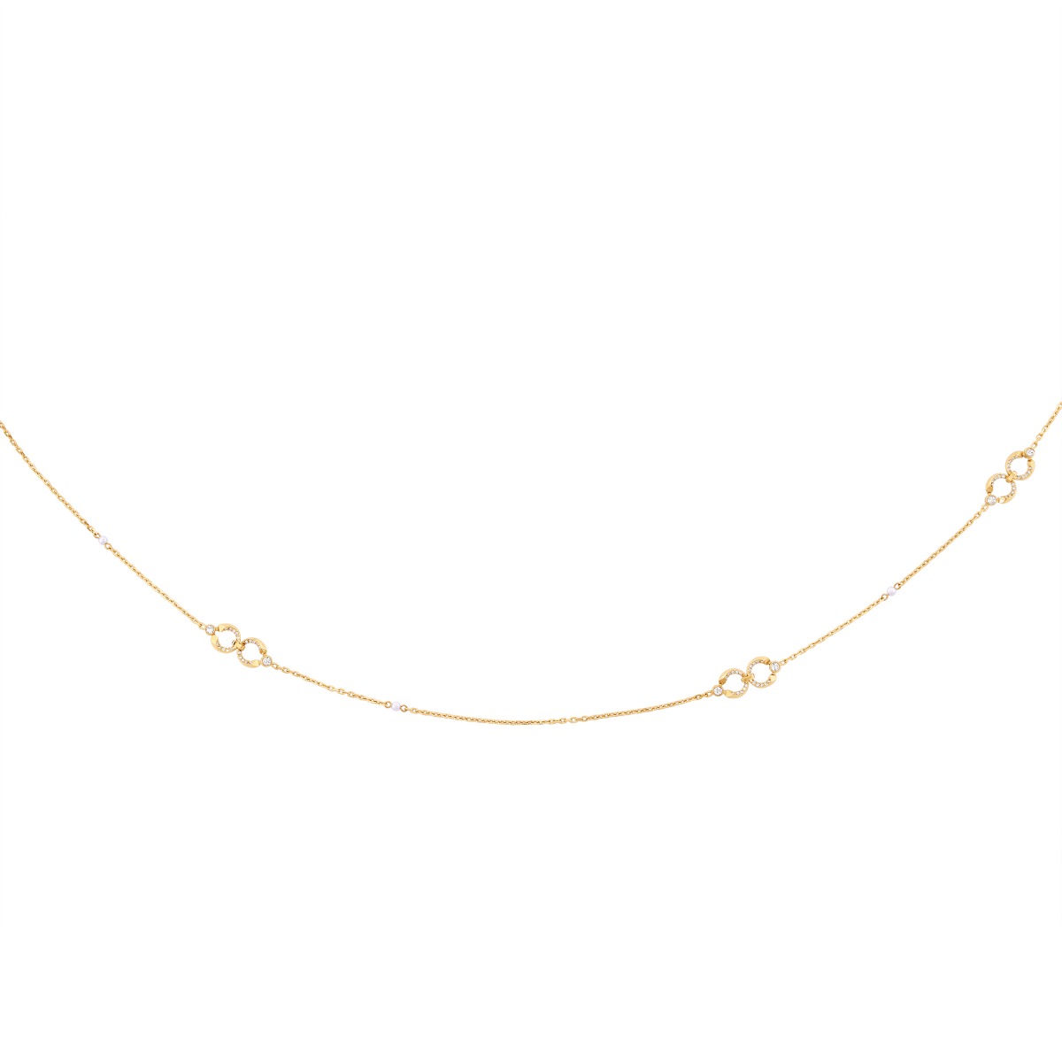 قلادة شيروتي 1881 سيليست ذهبية بتصميم دائرتين مرصعتين بالكريستال