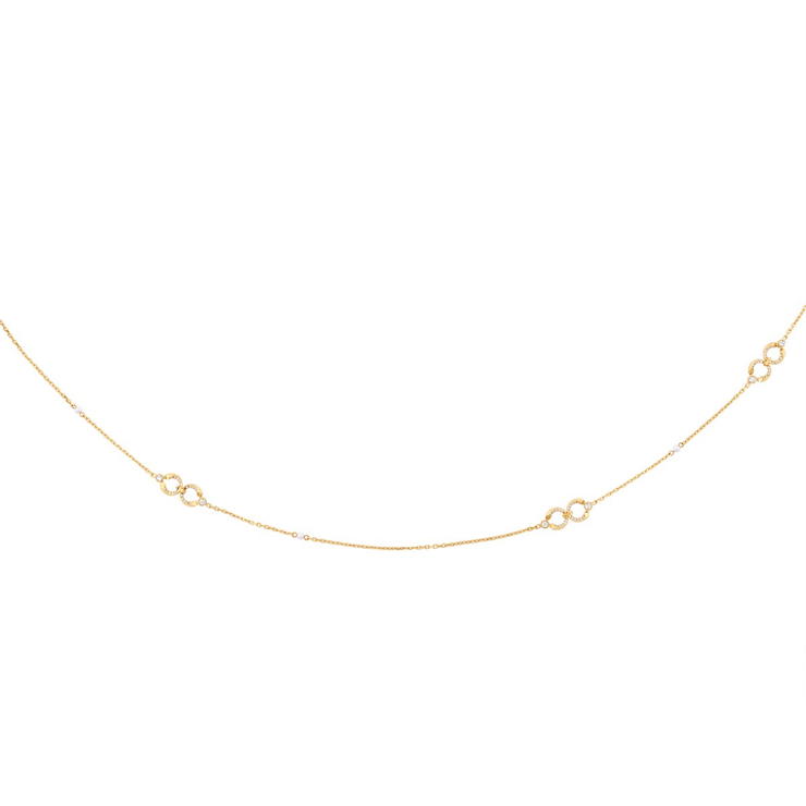 قلادة شيروتي 1881 سيليست ذهبية بتصميم دائرتين مرصعتين بالكريستال