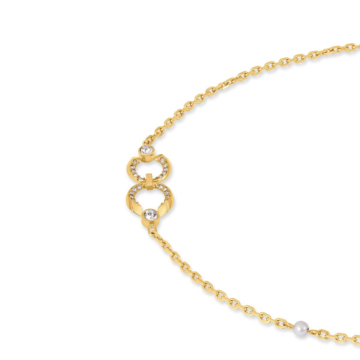 قلادة شيروتي 1881 سيليست ذهبية بتصميم دائرتين مرصعتين بالكريستال