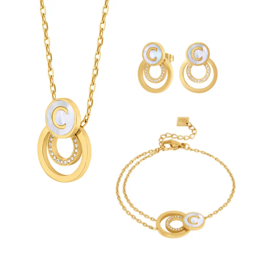 Cerruti 1881 Arabesque.3 Gold Plated Ladies Jewelry Set