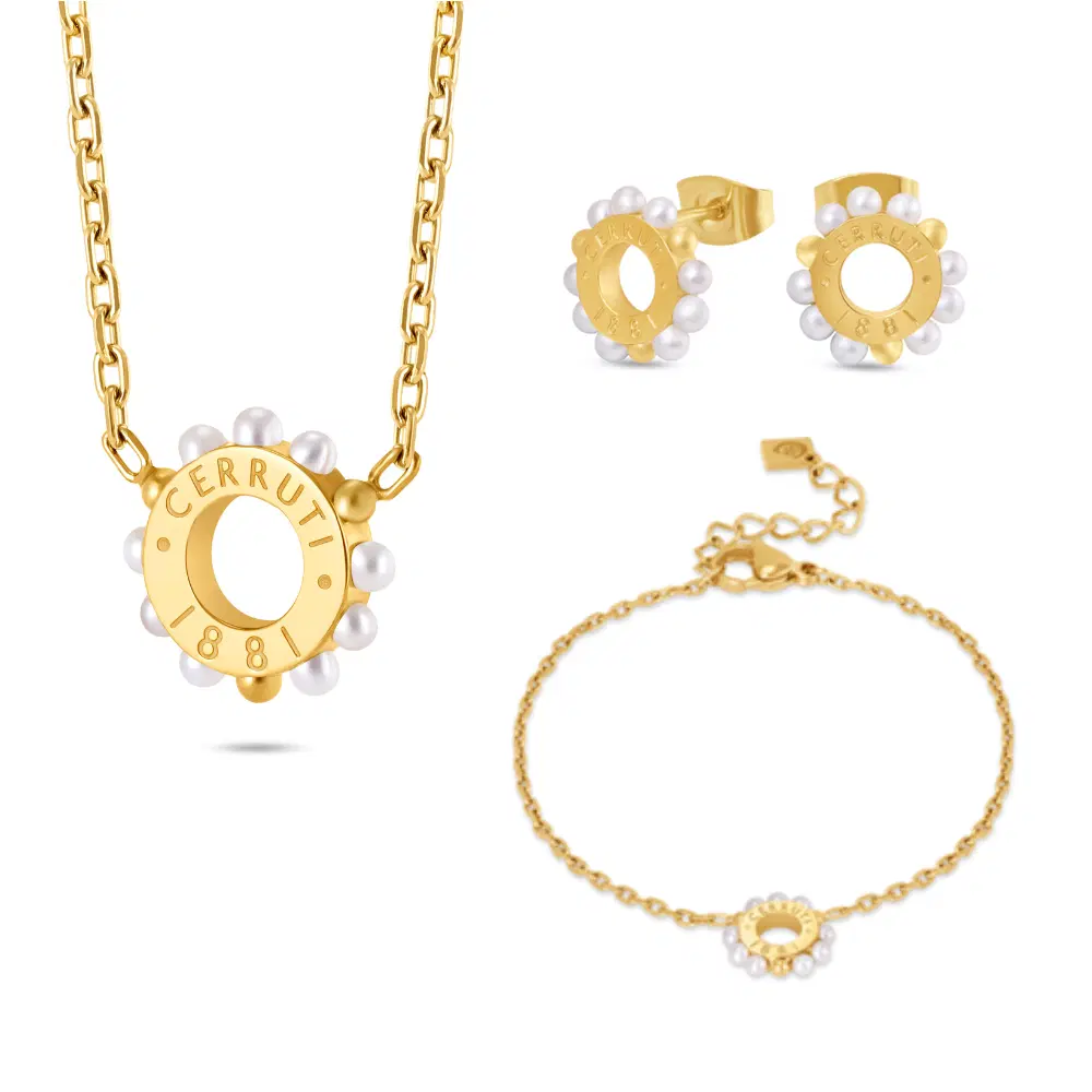 Cerruti 1881 Gold-Tone Pearl Ladies Jewelry Set
