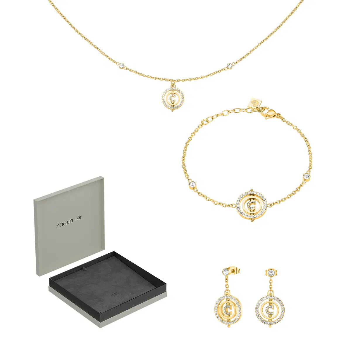 Cerruti 1881 Gold-Tone Crystal Ladies Jewelry Set
