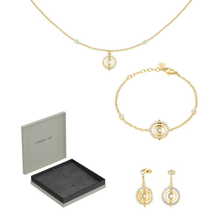 Cerruti 1881 Gold-Tone Crystal Ladies Jewelry Set