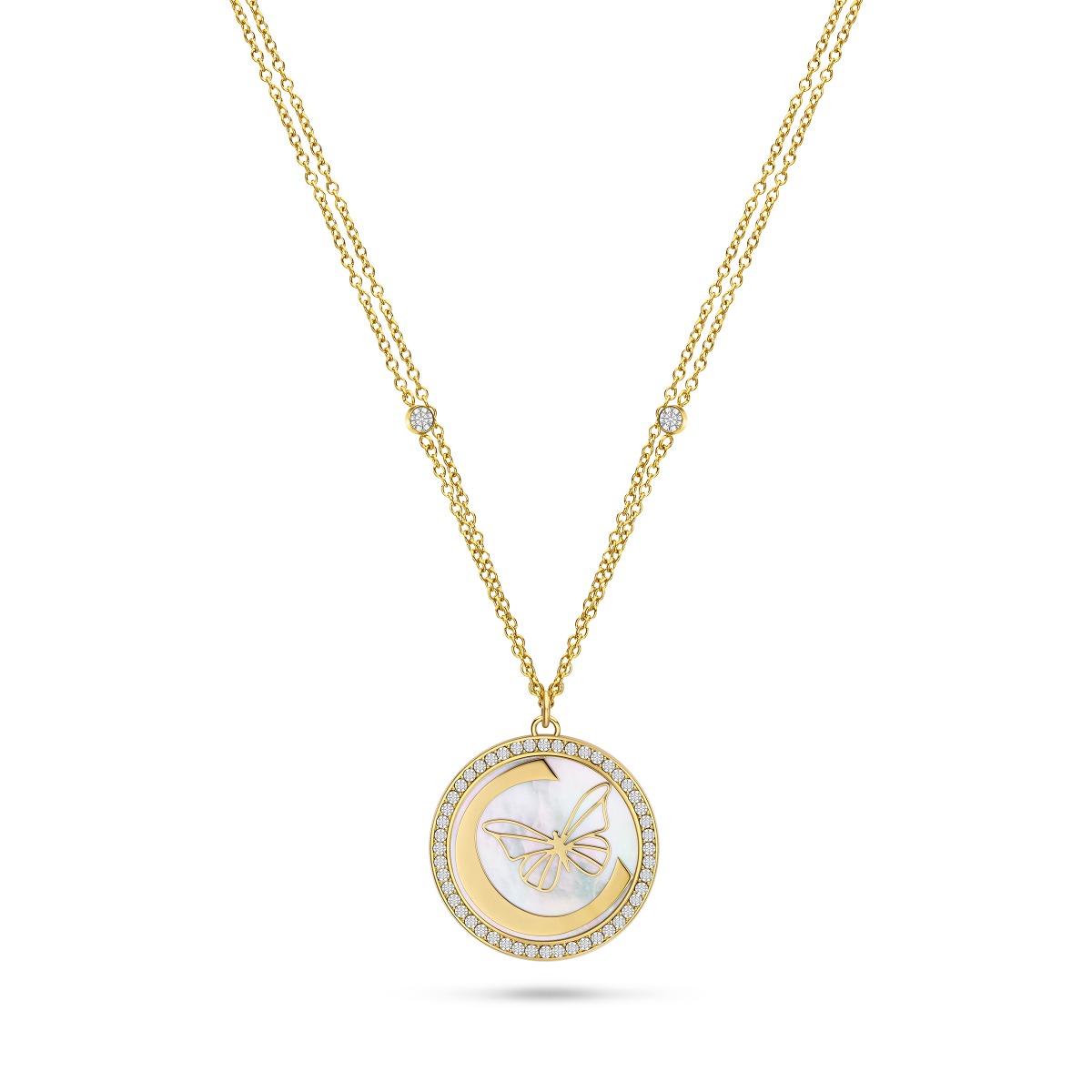 Cerruti 1881 Ladies Necklace Gold Tone with Butterfly Pendant