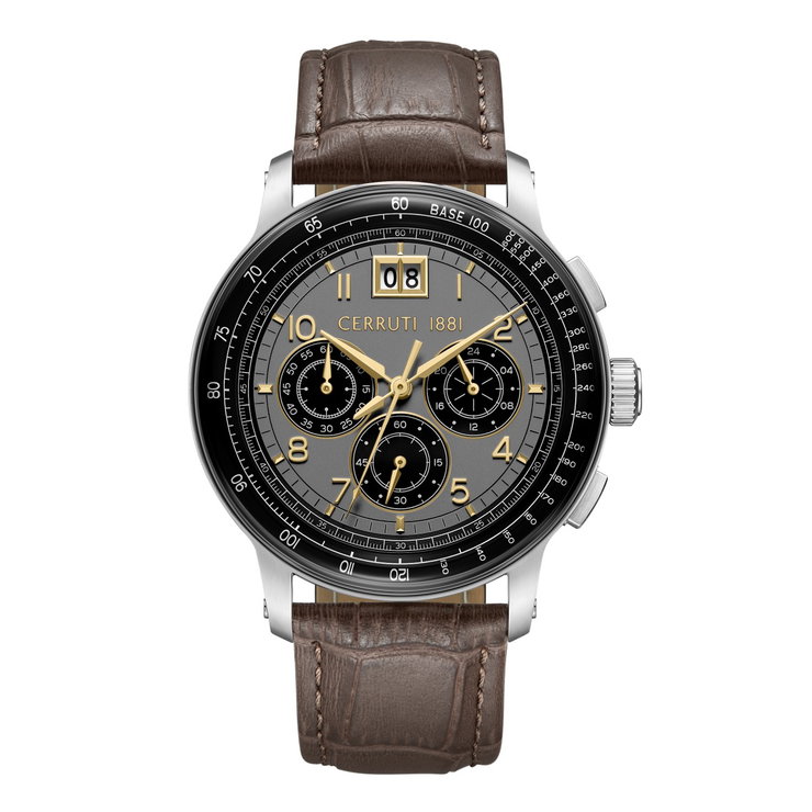Cerruti 1881 Chronograph Watch with Brown Leather Strap