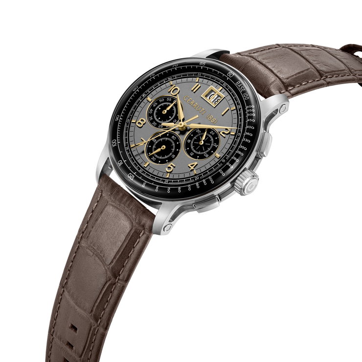 Cerruti 1881 Chronograph Watch with Brown Leather Strap