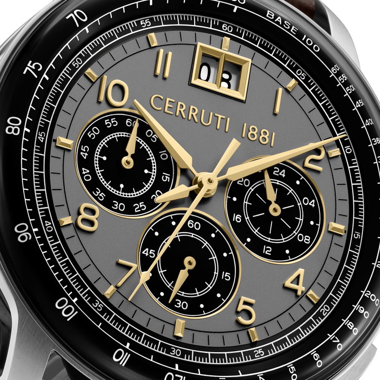 Cerruti 1881 Chronograph Watch with Brown Leather Strap