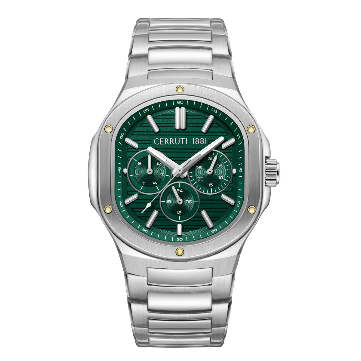 Cerruti 1881 Multifunction Green Dial Silver Watch for Men