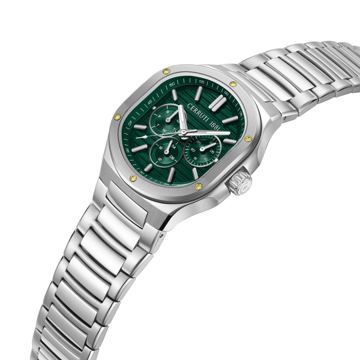 Cerruti 1881 Multifunction Green Dial Silver Watch for Men