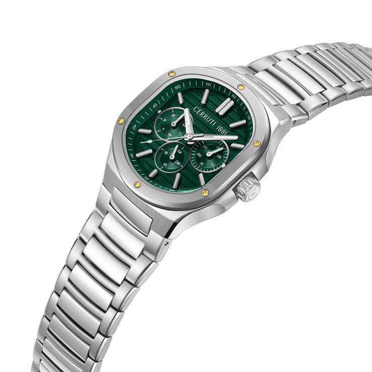 Cerruti 1881 Multifunction Green Dial Silver Watch for Men