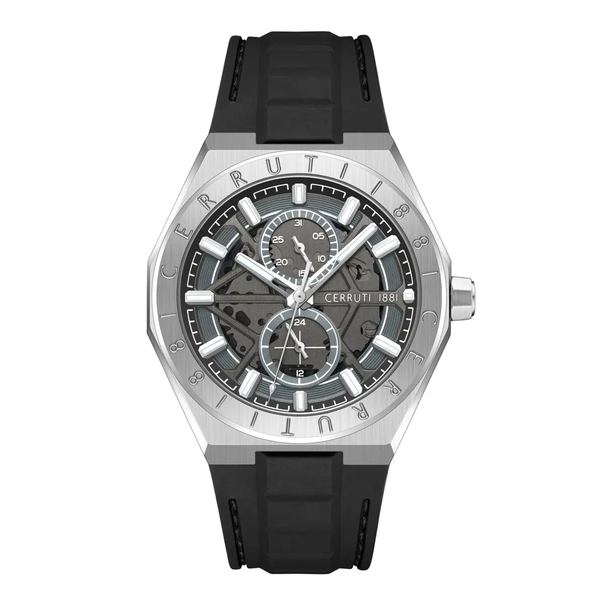 Cerruti 1881 Ravello Skeleton Watch for Men Silver & Black