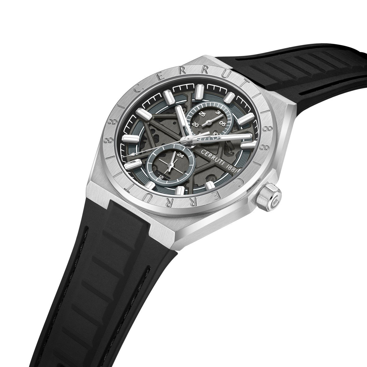 Cerruti 1881 Ravello Skeleton Watch for Men Silver & Black