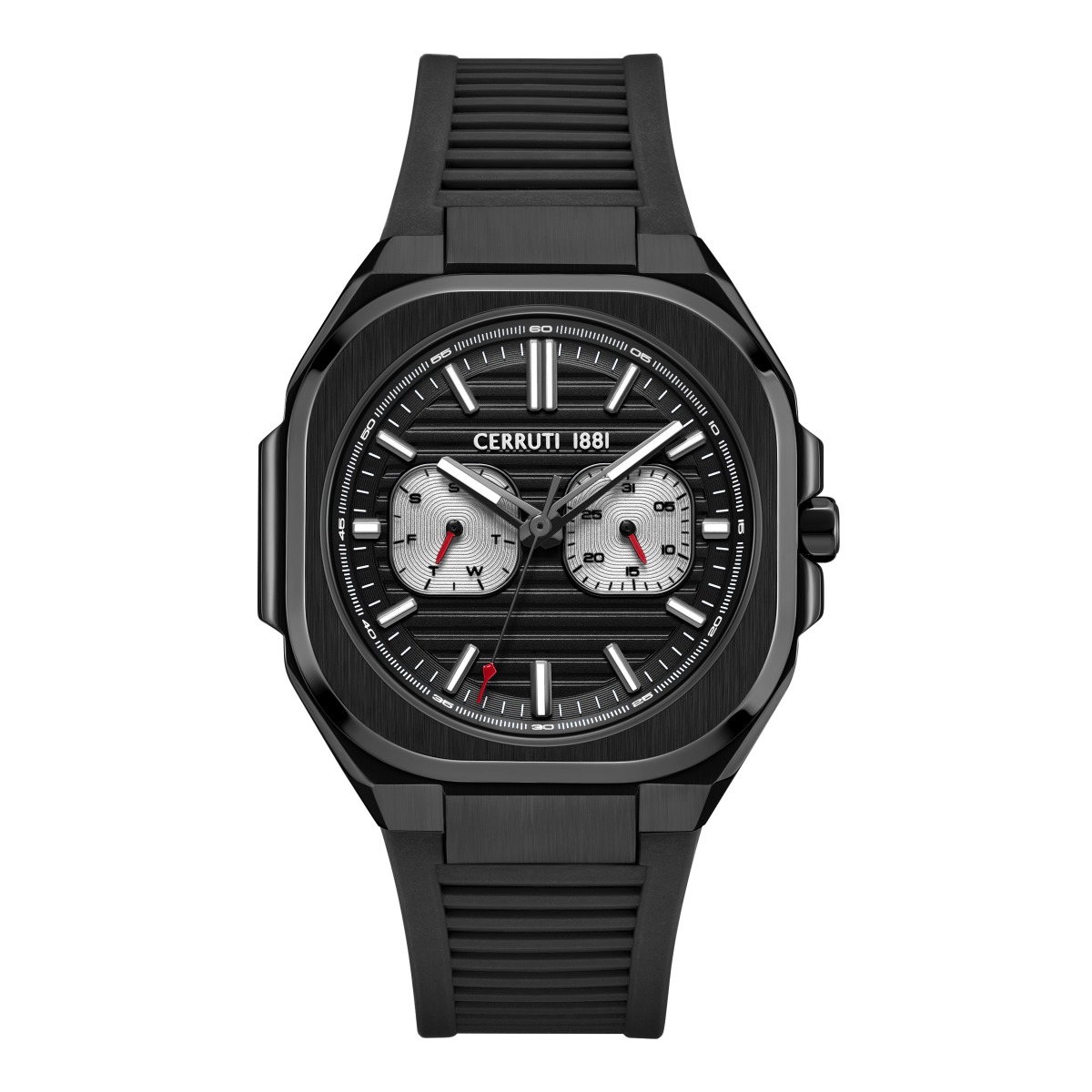 Cerruti 1881 Black Dial Watch with Rubber Strap