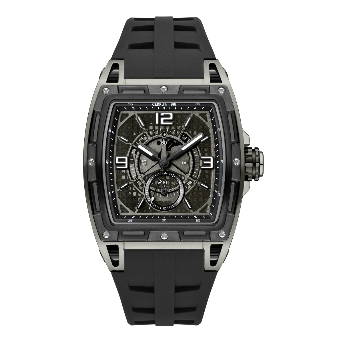 Cerruti 1881 Black Dial Chronograph Watch - Rubber Strap