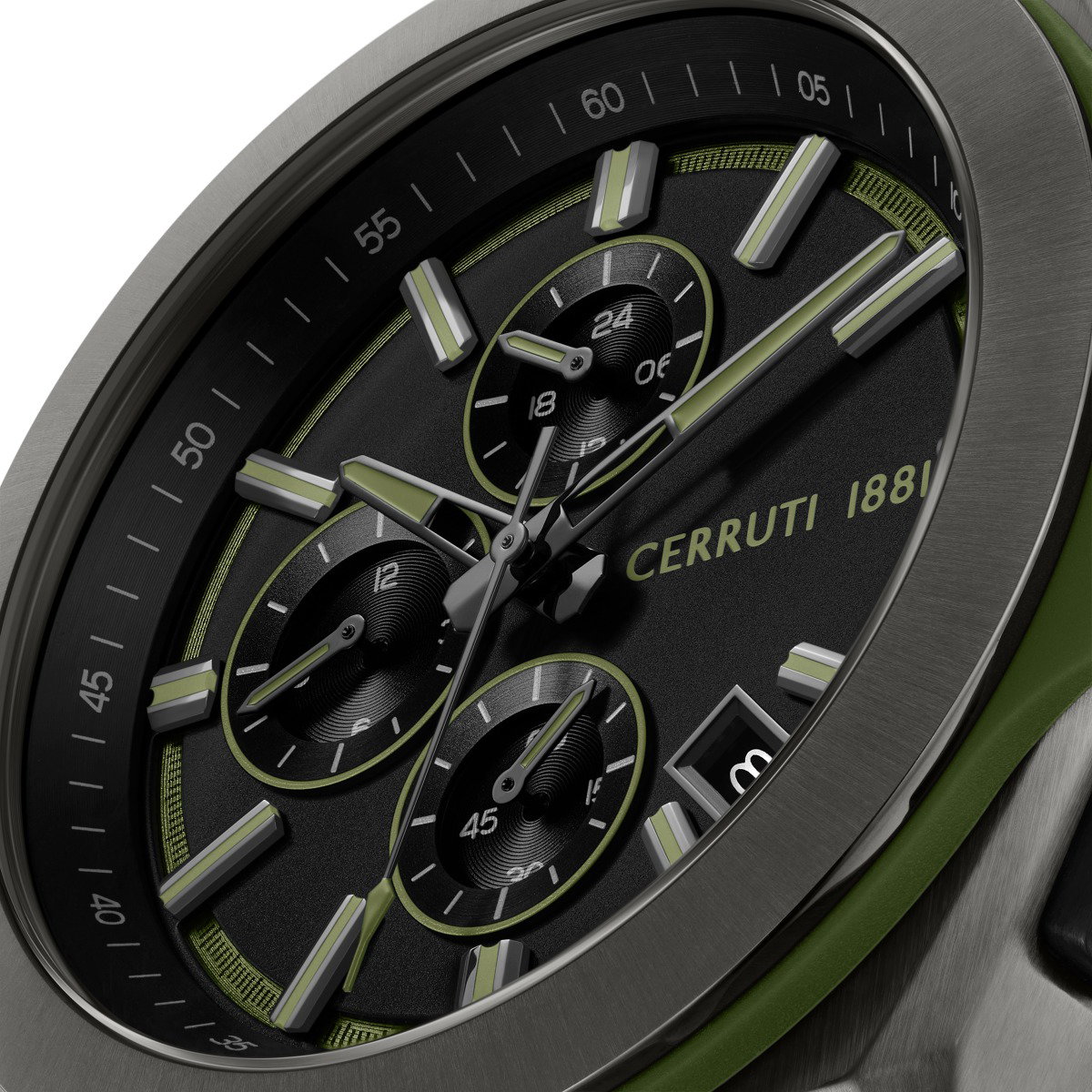 Cerruti 1881 Green Chronograph Watch with Rubber Strap