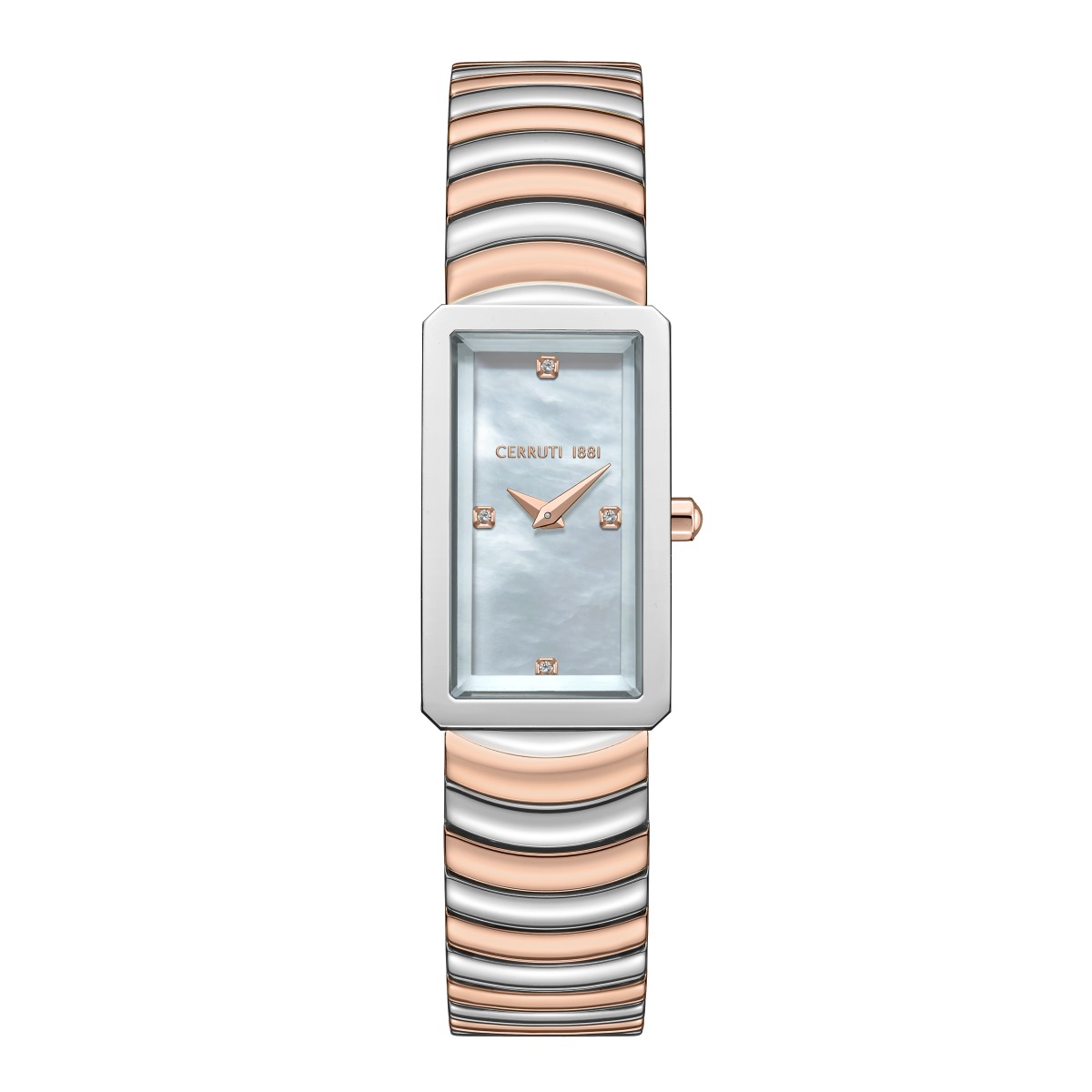 Cerruti 1881 Two Tone Rectangular Ladies Watch - Crystal