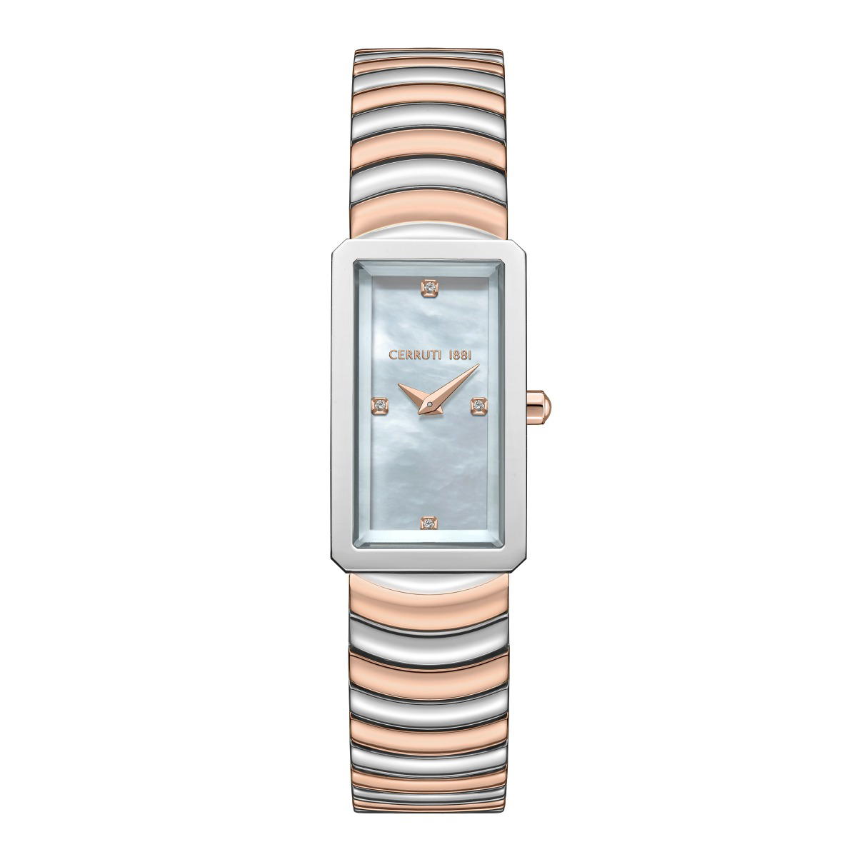 Cerruti 1881 Two Tone Rectangular Ladies Watch - Crystal