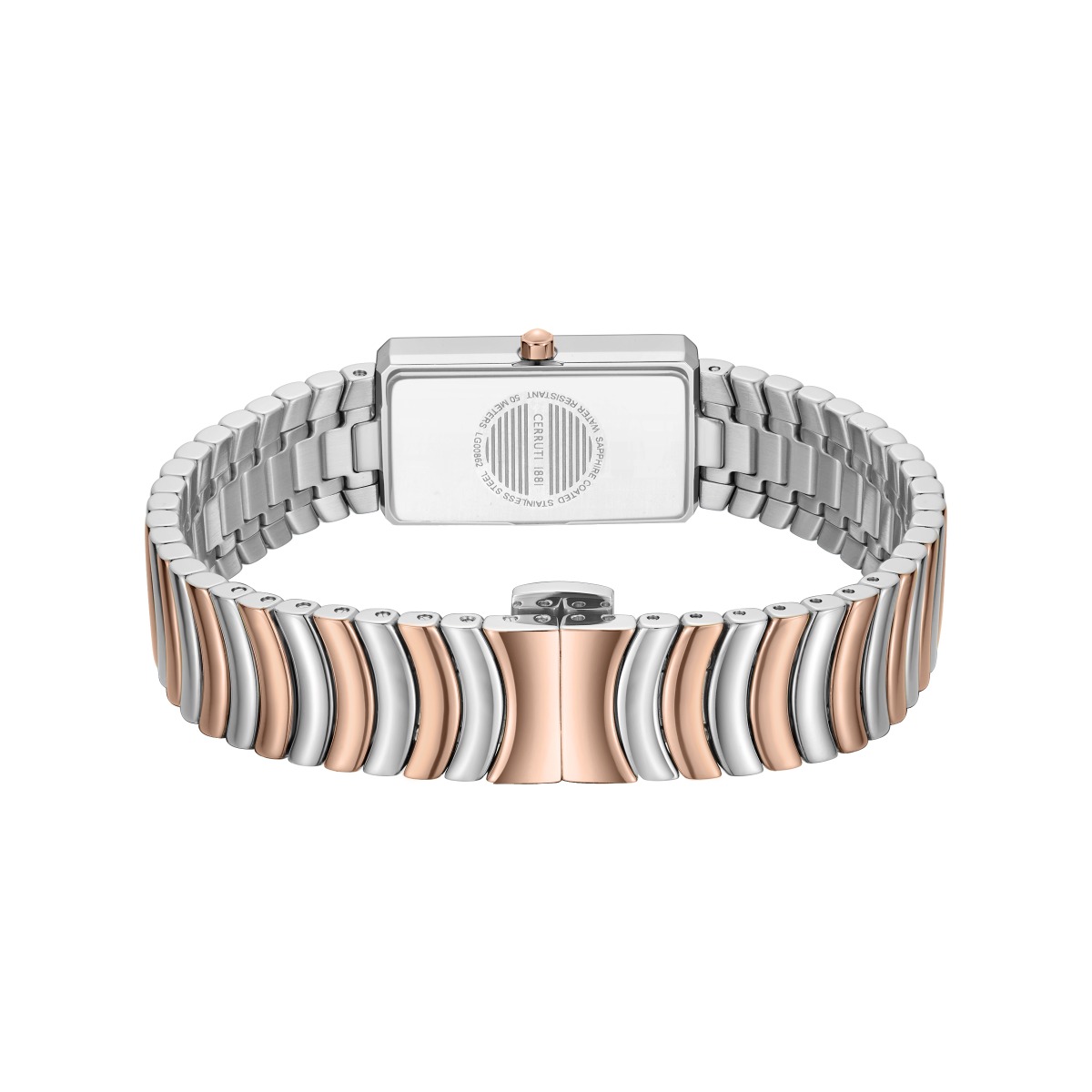 Cerruti 1881 Two Tone Rectangular Ladies Watch - Crystal