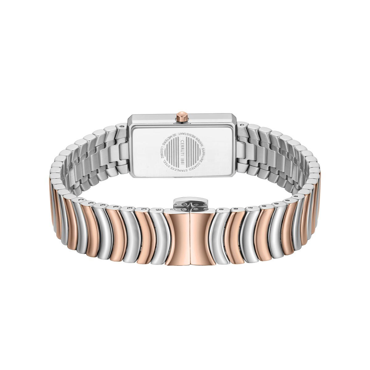 Cerruti 1881 Two Tone Rectangular Ladies Watch - Crystal