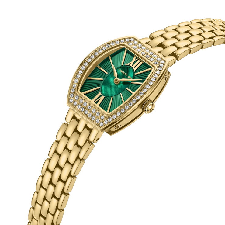 Cerruti 1881 Gold Tone Ladies Watch with Green Dial