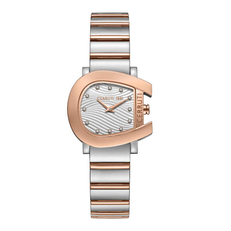 Cerruti 1881 Two Tone Steel Ladies Watch with Crystal Dial