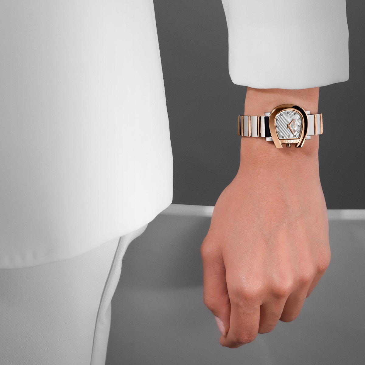 Cerruti 1881 Two Tone Steel Ladies Watch with Crystal Dial