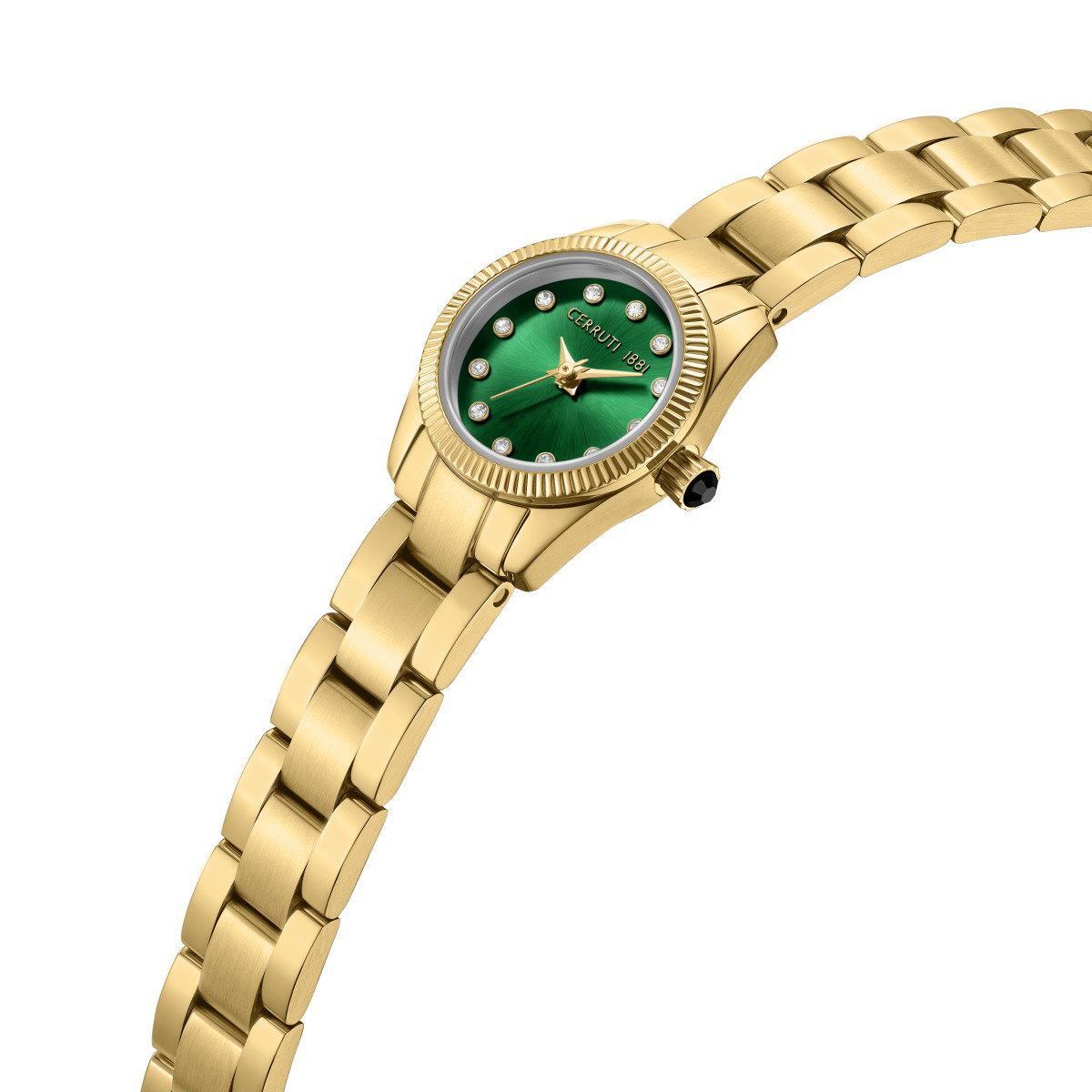 Cerruti 1881 Gold Tone Watch & Green Crystal Dial