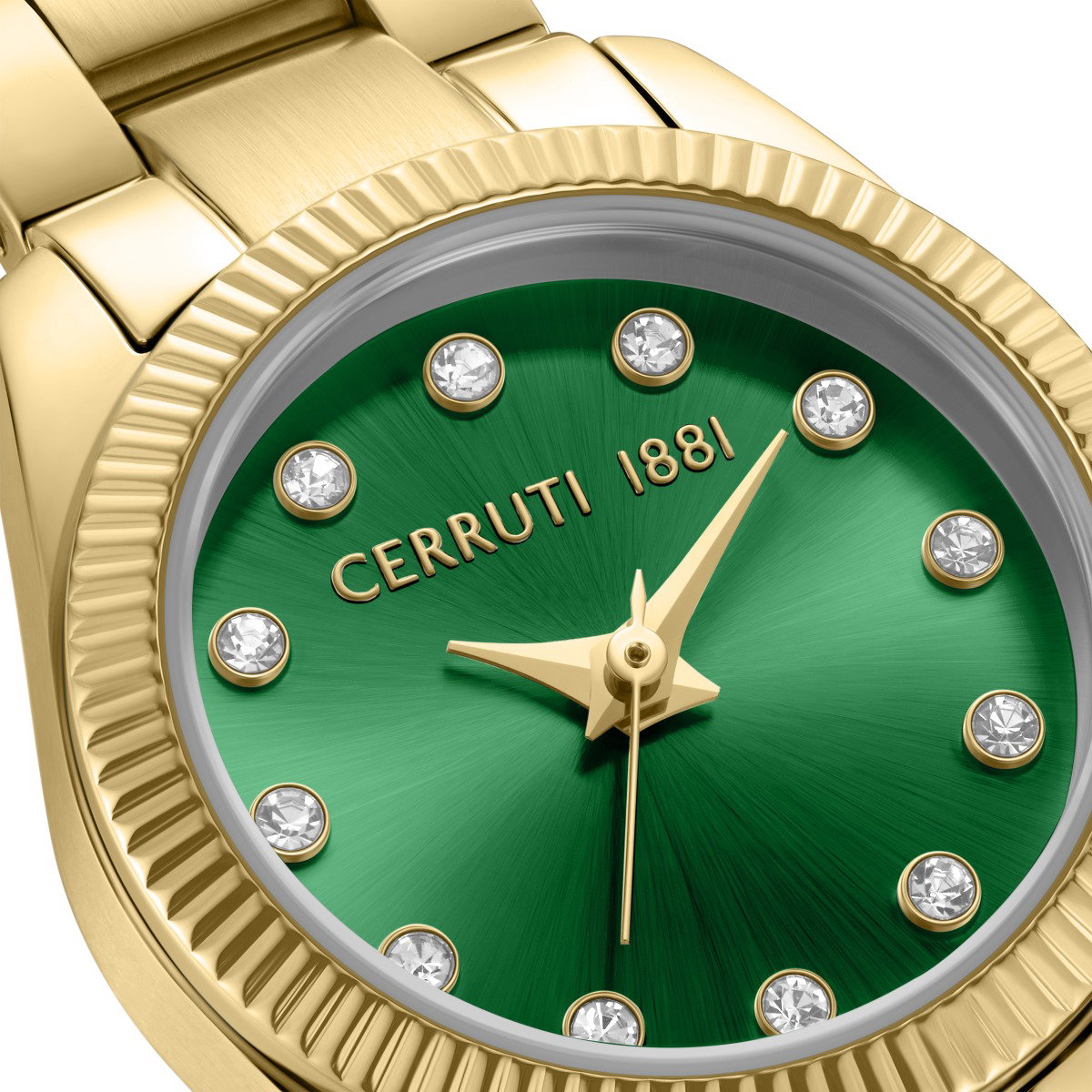 Cerruti 1881 Gold Tone Watch & Green Crystal Dial