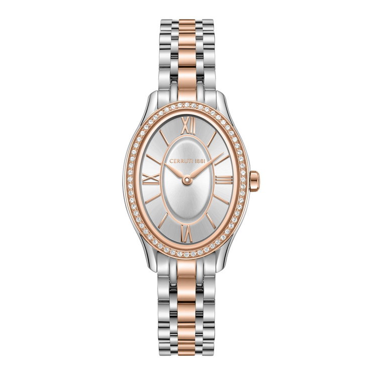 Cerruti 1881 Two-Tone Oval Crystal Bezel Watch for Women