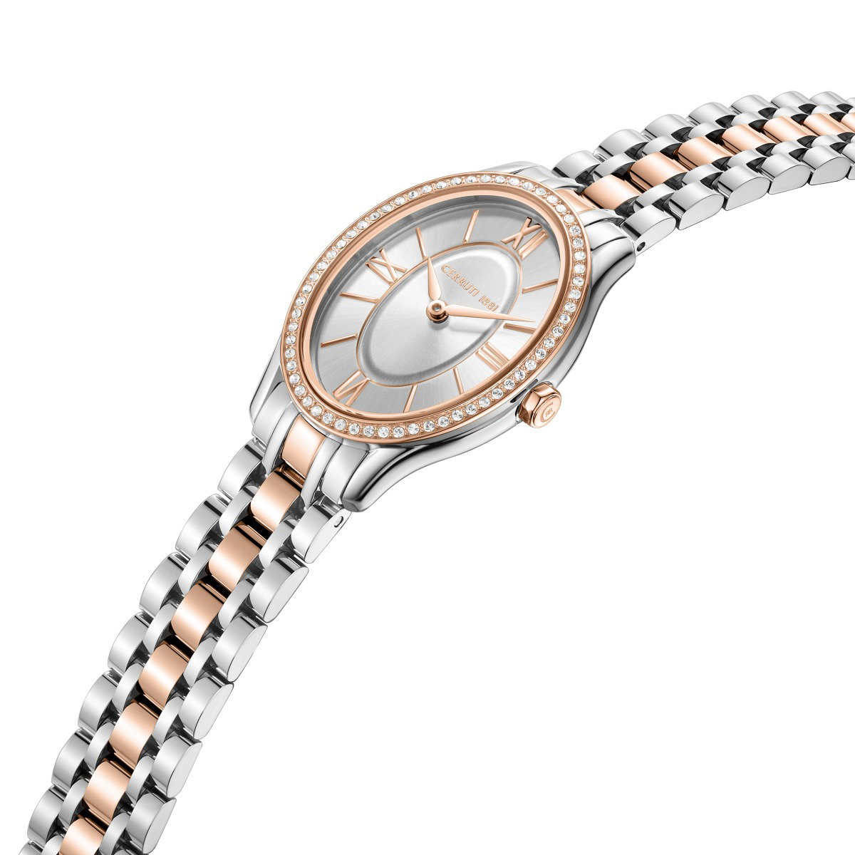 Cerruti 1881 Two-Tone Oval Crystal Bezel Watch for Women