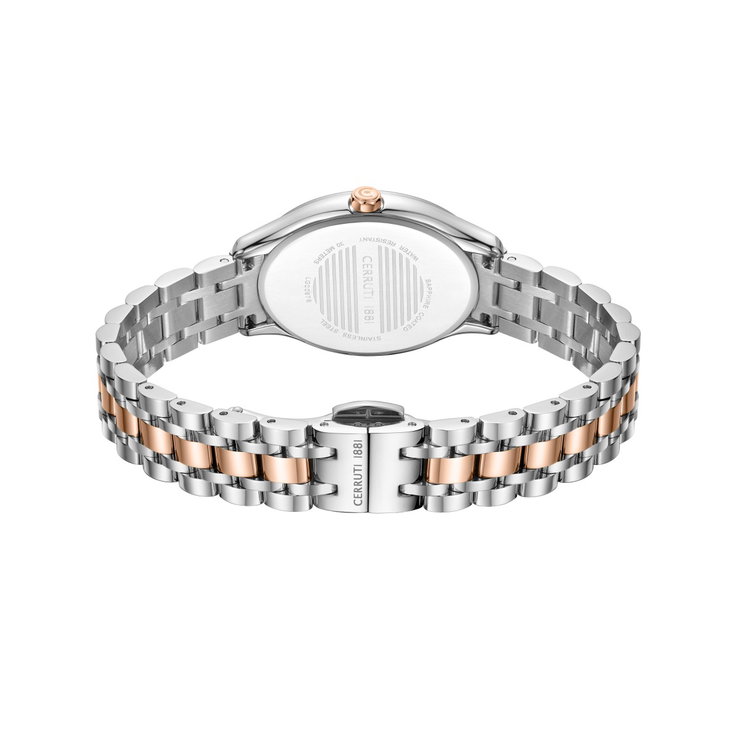 Cerruti 1881 Two-Tone Oval Crystal Bezel Watch for Women