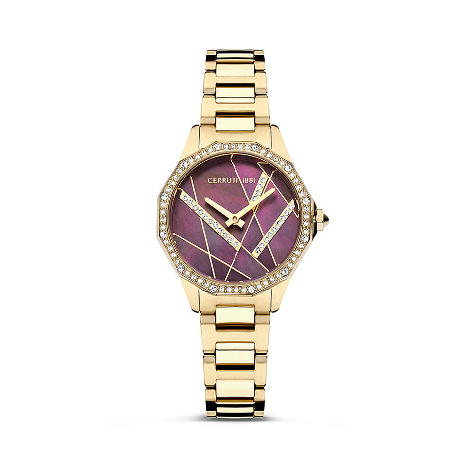 Cerruti 1881 JESINA watch for women steel gold , Burgundy