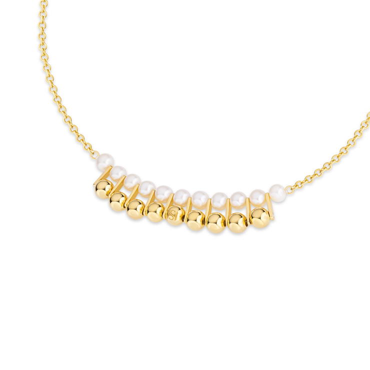 Saint Honore necklace for women steel gold , Mother of pearl 