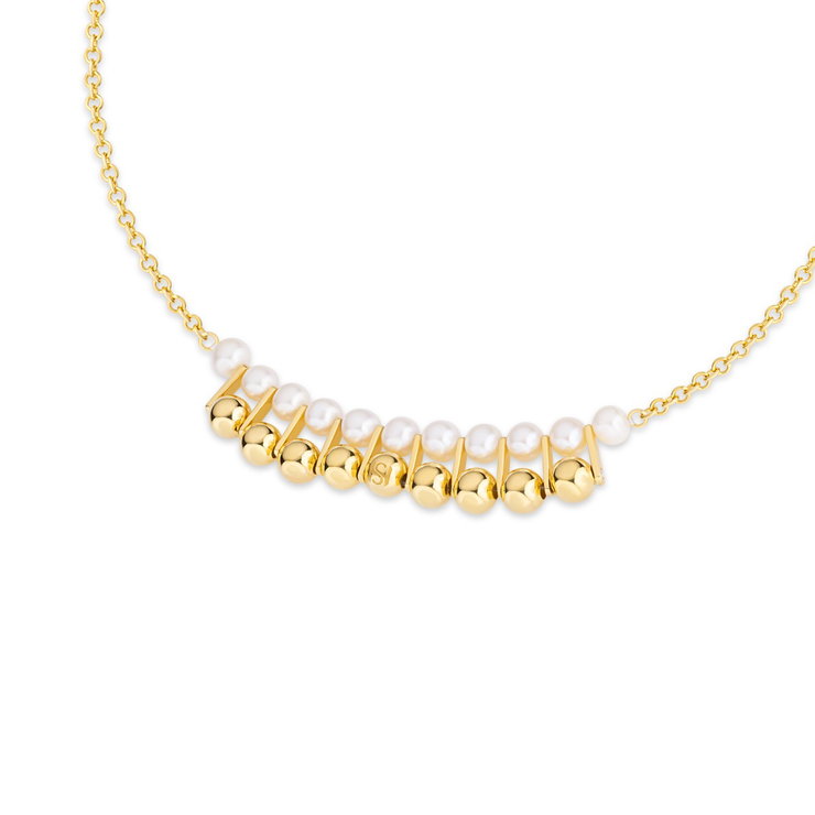 Saint Honore necklace for women steel gold , Mother of pearl