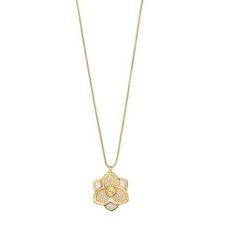Saint Honore Gold Floral Pendant Necklace with Crystal