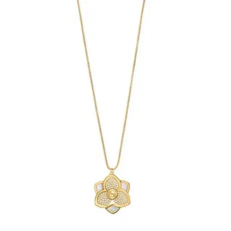 Saint Honore Gold Floral Pendant Necklace with Crystal