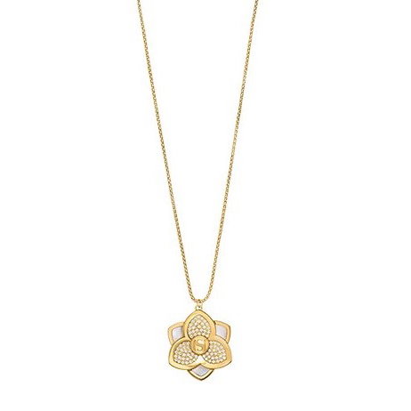 Saint Honore Gold Floral Pendant Necklace with Crystal