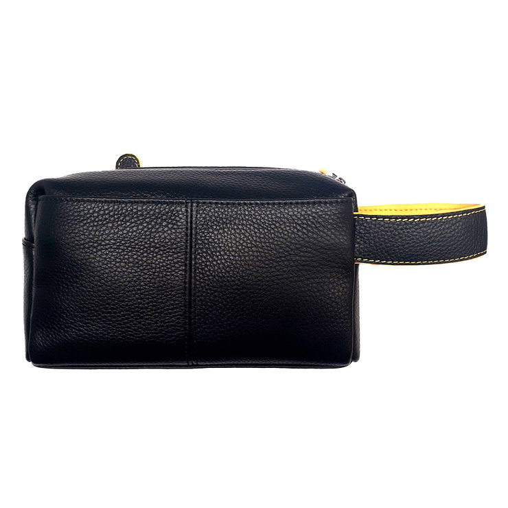 Montegrappa Italian Clutch Bag Natural Leather , Black / Yellow