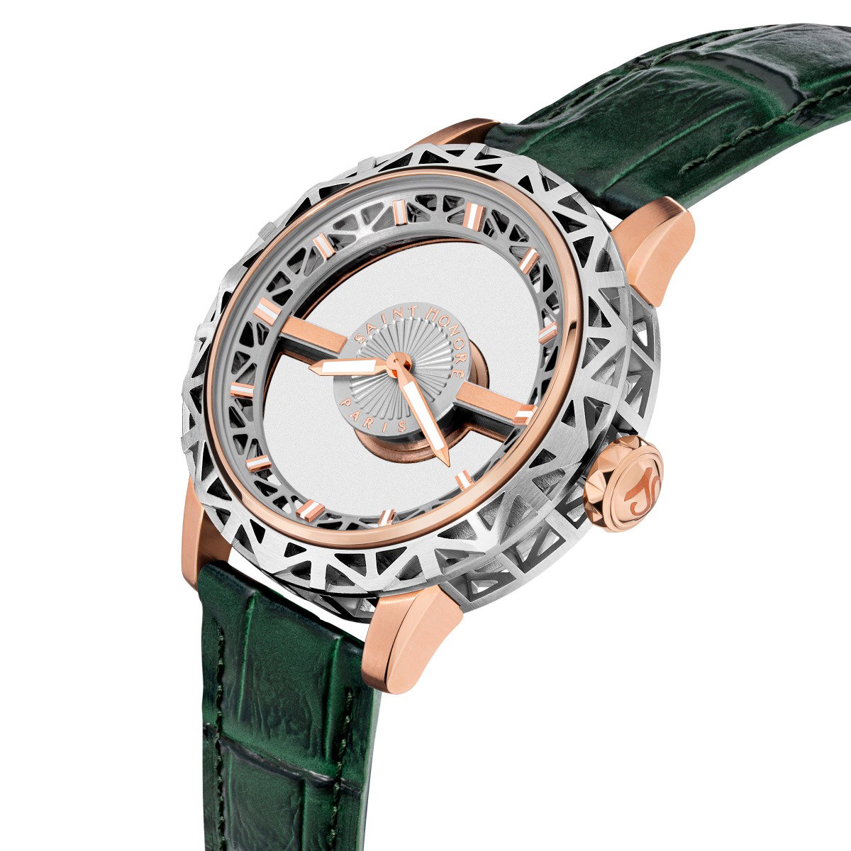 Saint Honore Luxury Watch with Green Leather Strap