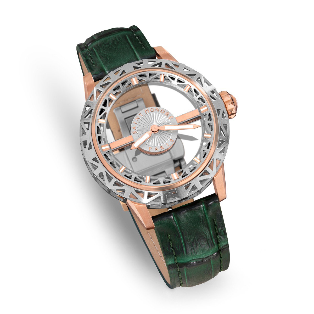 Saint Honore Luxury Watch with Green Leather Strap