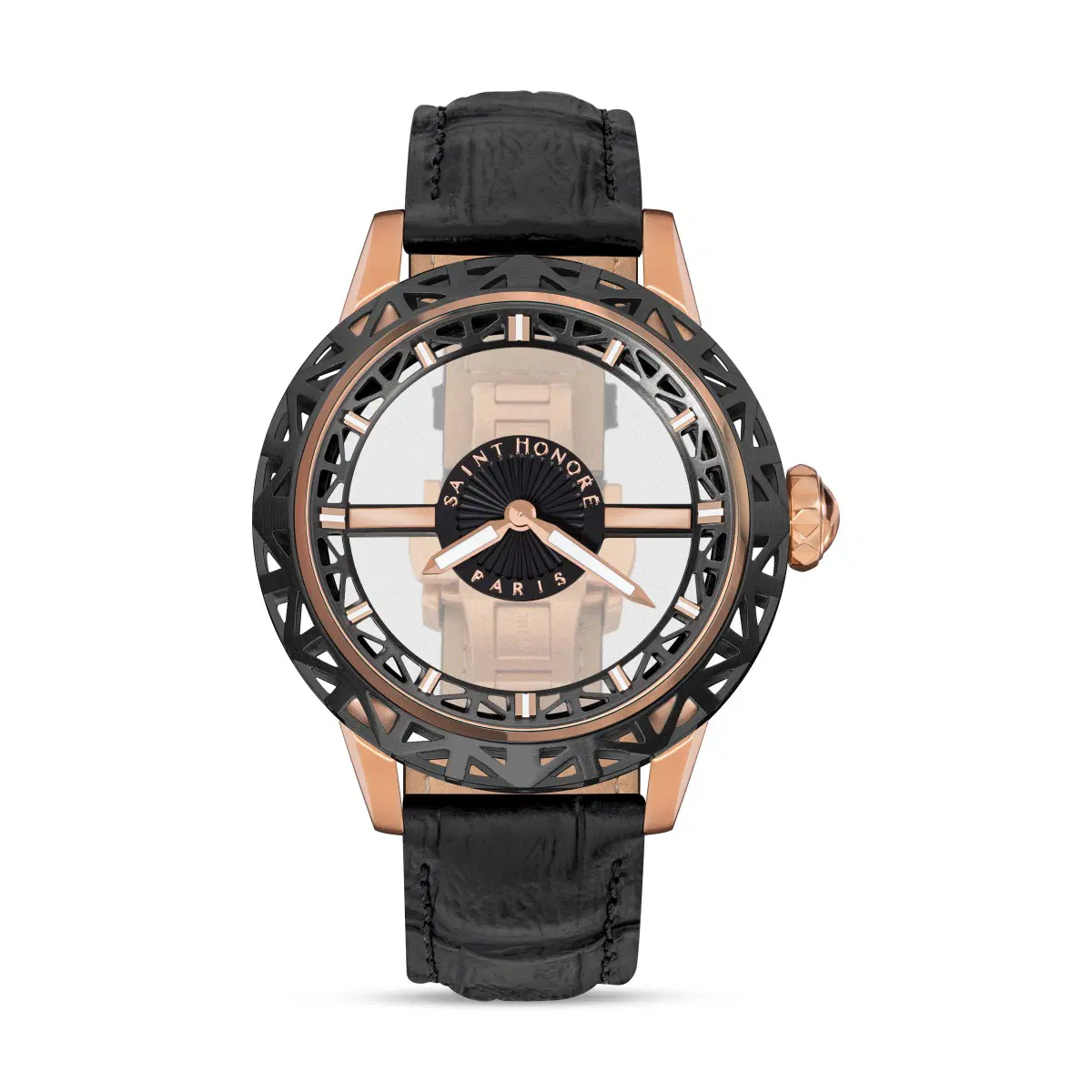 Saint Honore Luxury Watch with Black Leather Strap