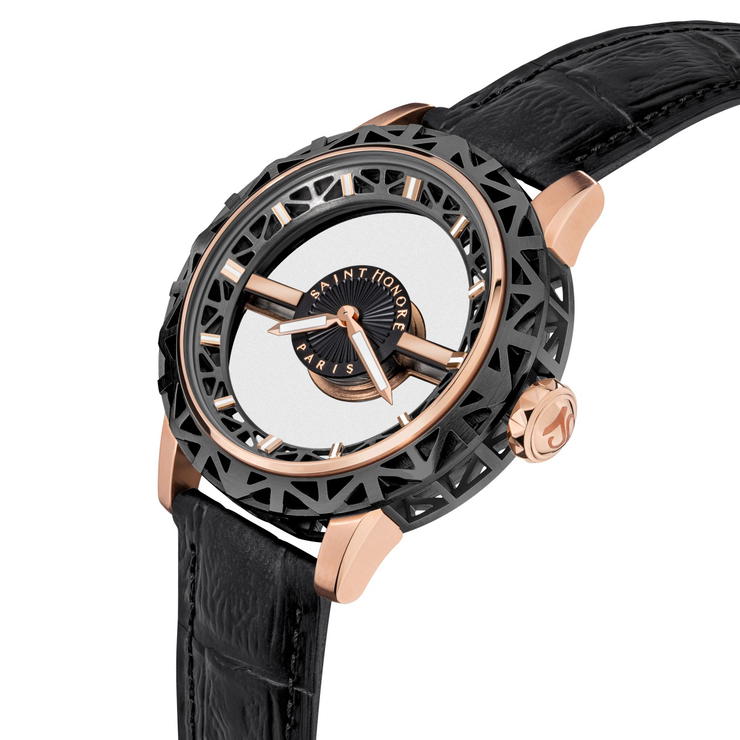 Saint Honore Luxury Watch with Black Leather Strap