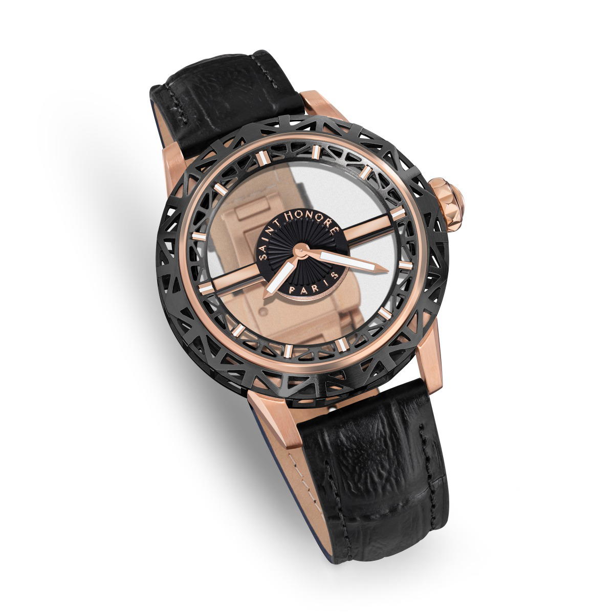 Saint Honore Luxury Watch with Black Leather Strap