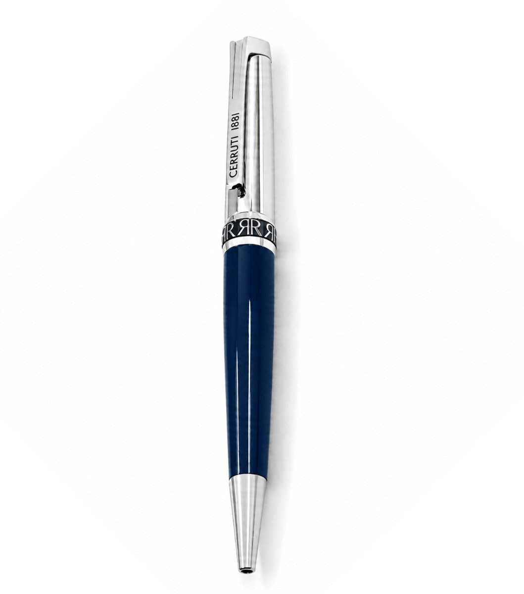 Cerruti 1881 Glossy Blue BallPoint Pen With Silver