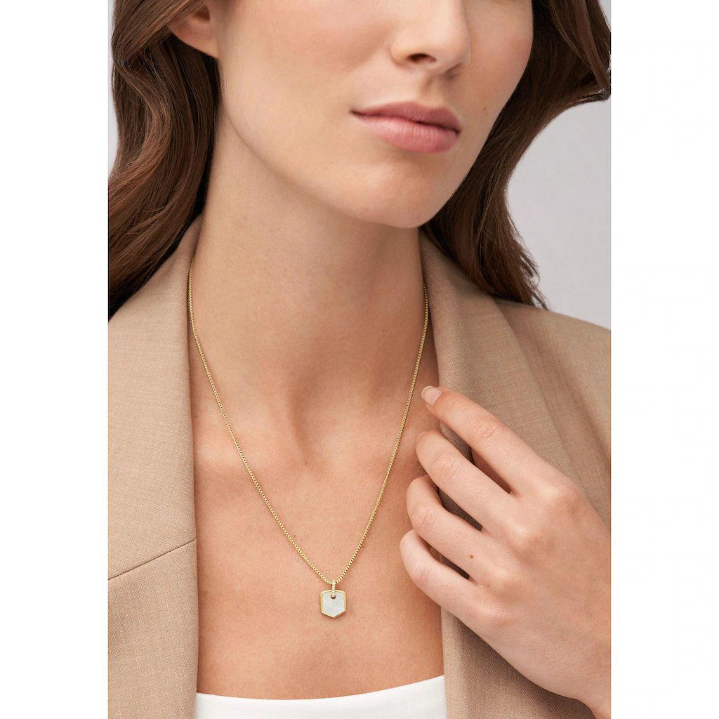 Fossil HERITAGE ladies necklace steel gold with MOP