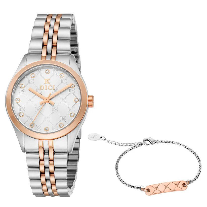 DICI Milano Quartz watch for women steel rose gold , Silver