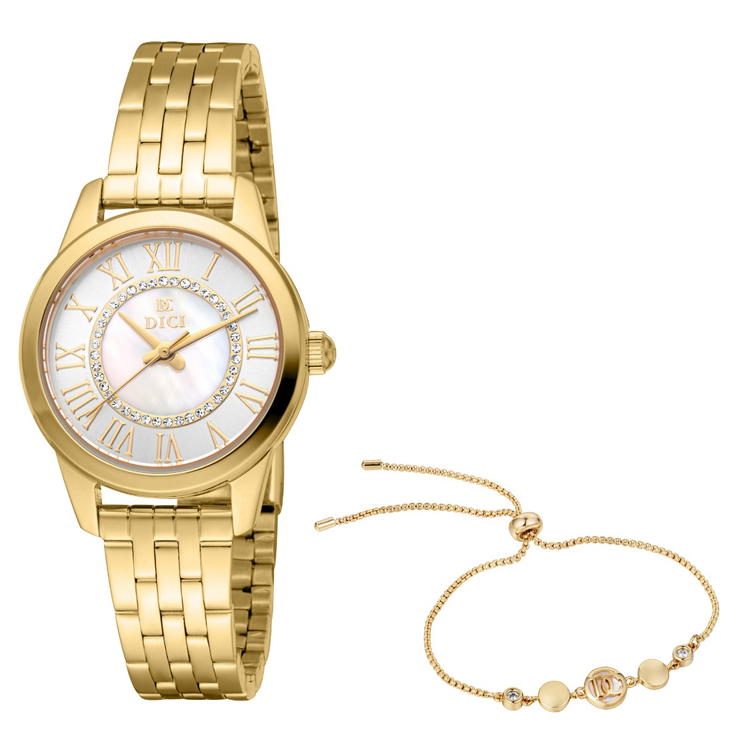 DICI Milano Quartz watch for ladies steel gold with bracelet
