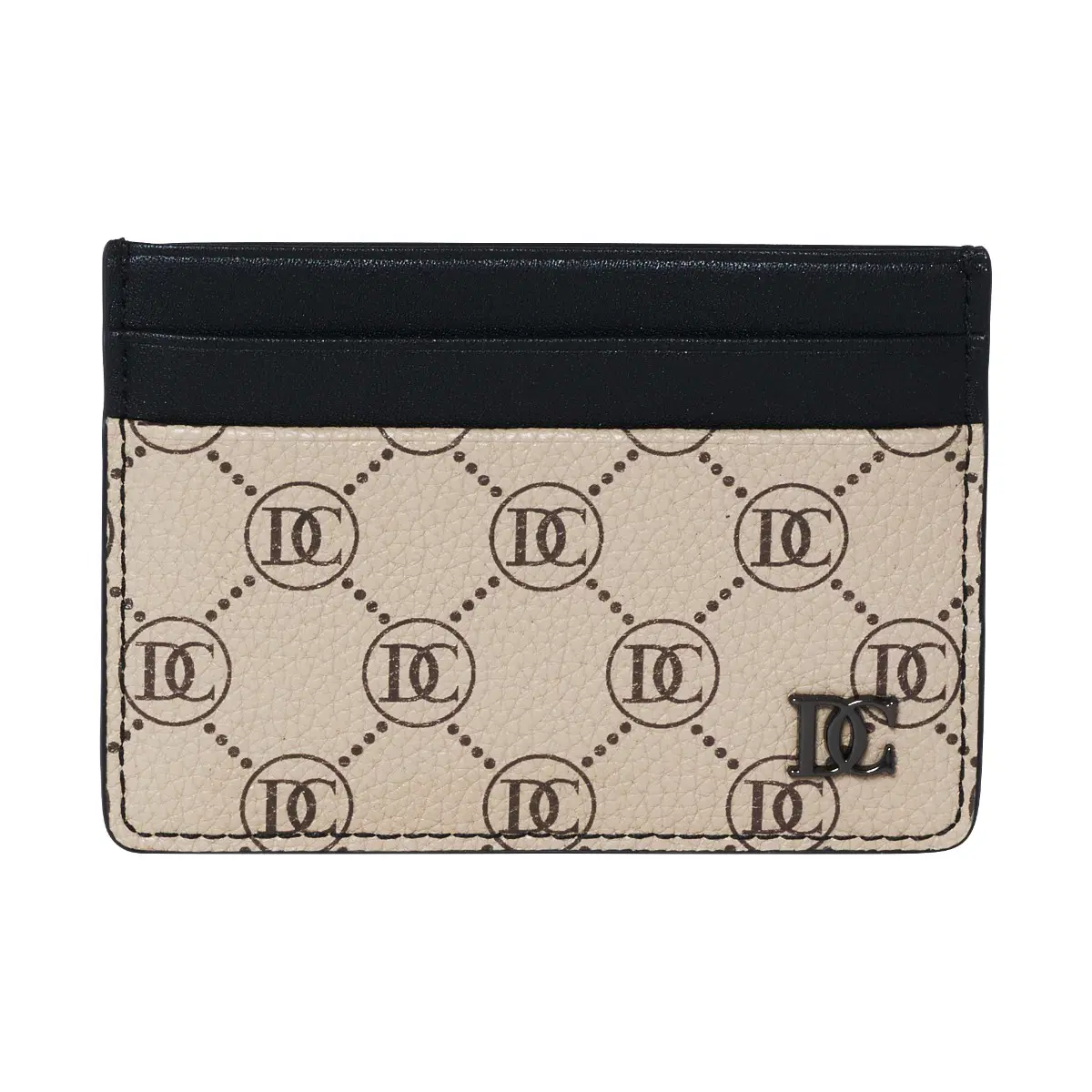 Dici Milano Beige Monogram Card Holder - Black Leather