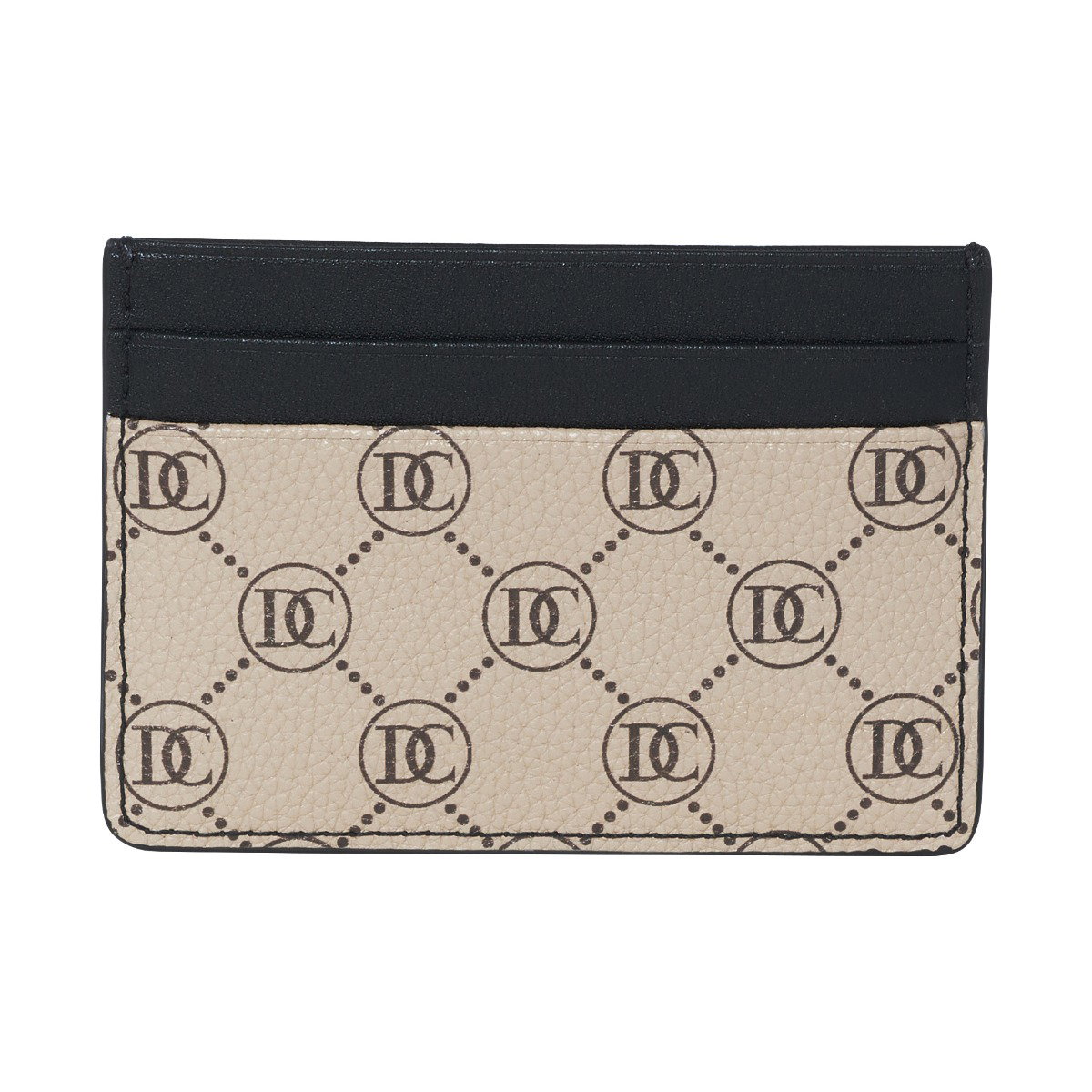 Dici Milano Beige Monogram Card Holder - Black Leather